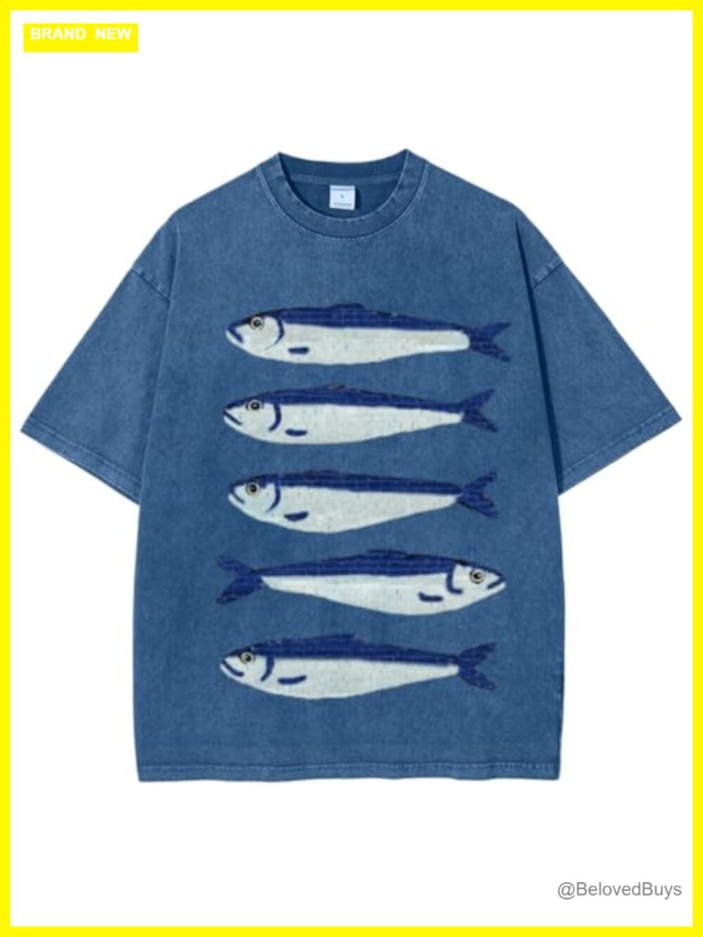 Oversized Graphic Tee Fisherman Aesthetic Y2K Grunge Fish Print T-Shirt